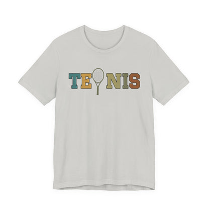 Tennis Retro Graphic Tee — Vintage Racket Lettering Shirt