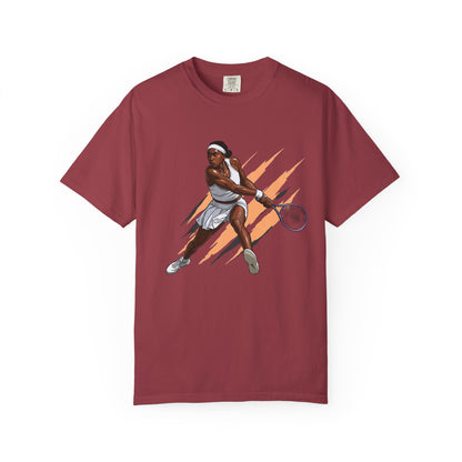 COCO GAUFF Tennis Player Graphic T-Shirt — Dynamic Women's Tennis Art Tee