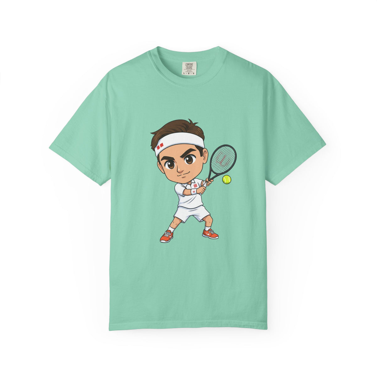 Federer Cartoon Tennis T-Shirt — Retro Athlete Graphic Tee