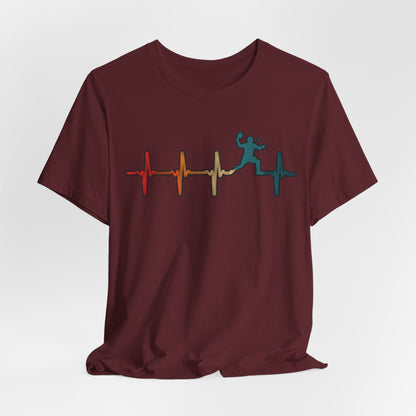 Heartbeat Tennis T‑Shirt — Colorful Surf Pulse Graphic Tee