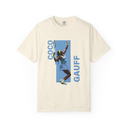 Coco Gauff T-Shirt — Retro Tennis Serve Graphic