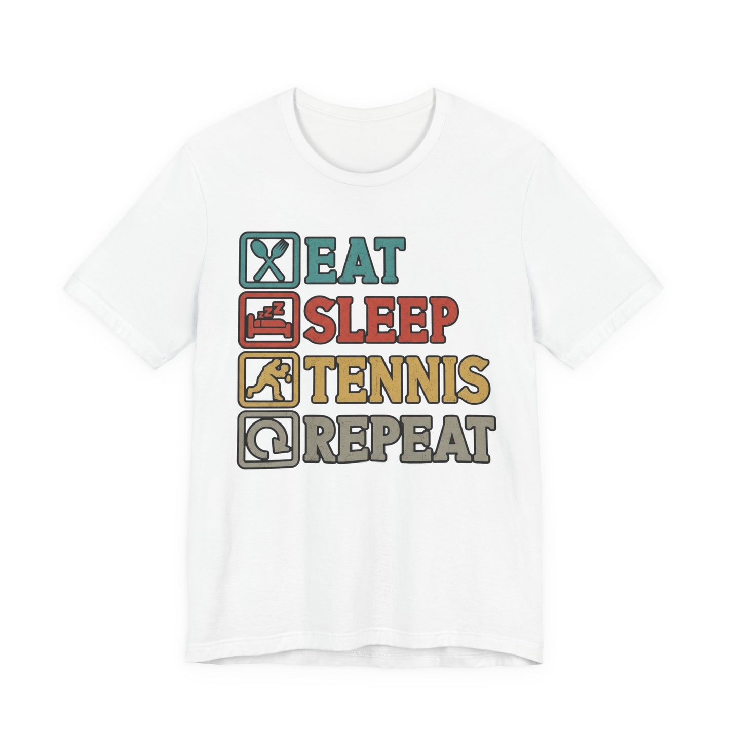 Tennis Tee — "Eat Sleep Tennis Repeat" Vintage Graphic Shirt