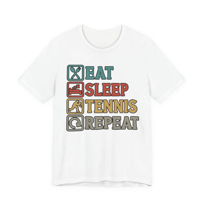 Tennis Tee — "Eat Sleep Tennis Repeat" Vintage Graphic Shirt