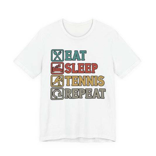 Tennis Tee — "Eat Sleep Tennis Repeat" Vintage Graphic Shirt
