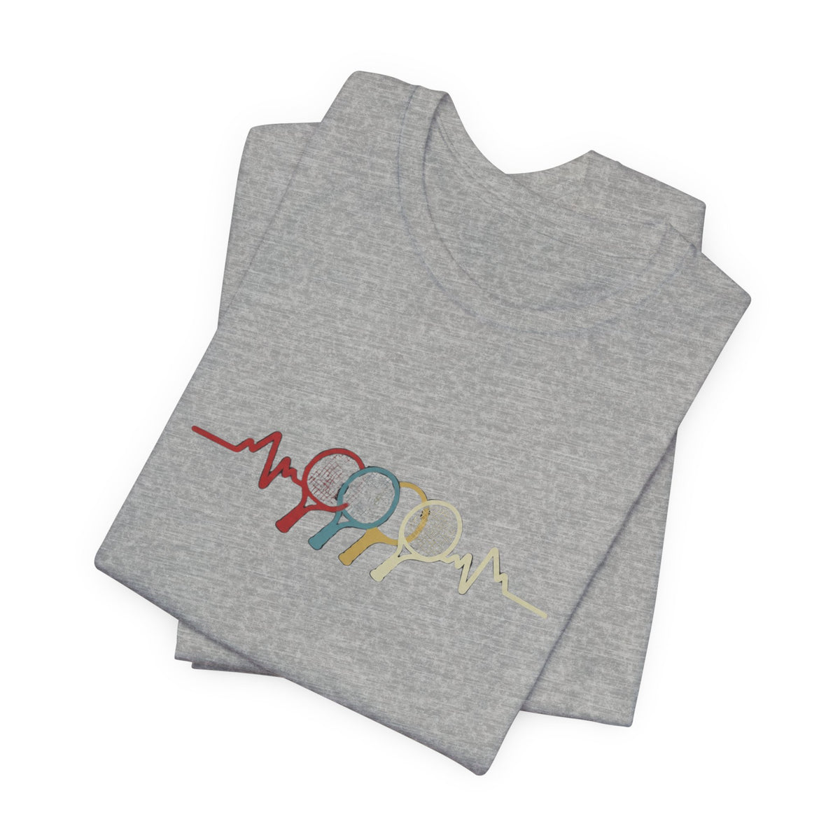 Tennis Heartbeat Tee — Retro Racket Line Art T-Shirt