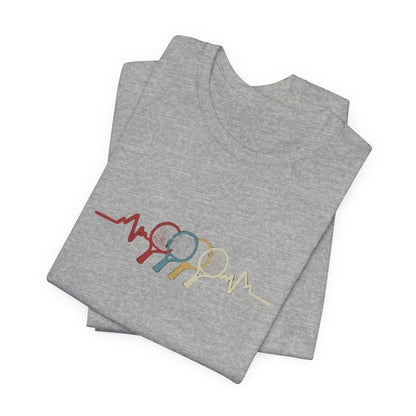 Tennis Heartbeat Tee — Retro Racket Line Art T-Shirt