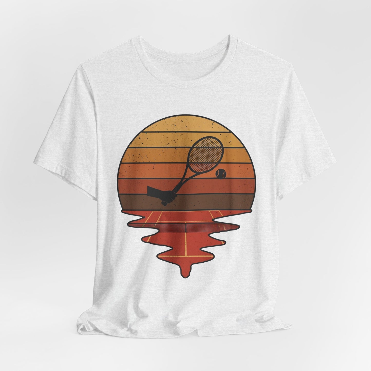 Retro Tennis Sunset Tee — Vintage Racket & Ball Graphic T‑Shirt