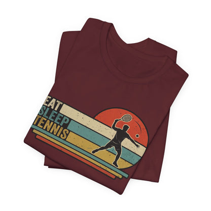 Eat Sleep Tennis Retro Graphic Tee — Vintage Tennis Player T‑Shirt