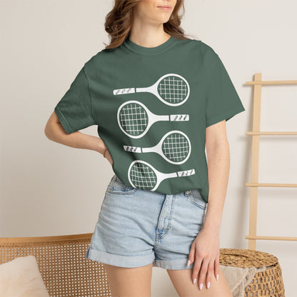 Tennis Rackets Graphic T-Shirt — Vintage-Inspired Garment-Dyed Tee