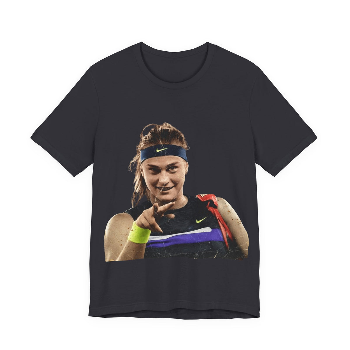 Tennis Player Sabalenka Graphic Tee — Pointing Victory Photo T‑Shirt
