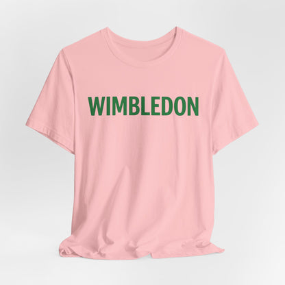Wimbledon Classic Logo Tee — Green Text Tennis T‑Shirt