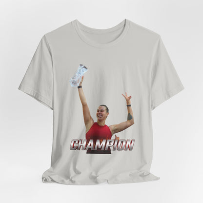 Aryna Sabalenka Champion Victory T-Shirt — Athlete Holding Trophy Tee