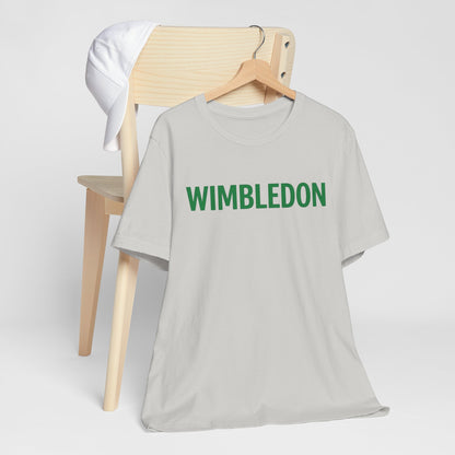 Wimbledon Classic Logo Tee — Green Text Tennis T‑Shirt