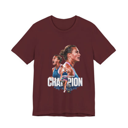 Champion Athlete Sabalenka Graphic Tee — "CHAMPION" Player Portrait T-Shirt