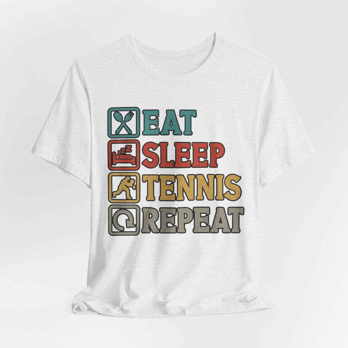 Tennis Tee — "Eat Sleep Tennis Repeat" Vintage Graphic Shirt