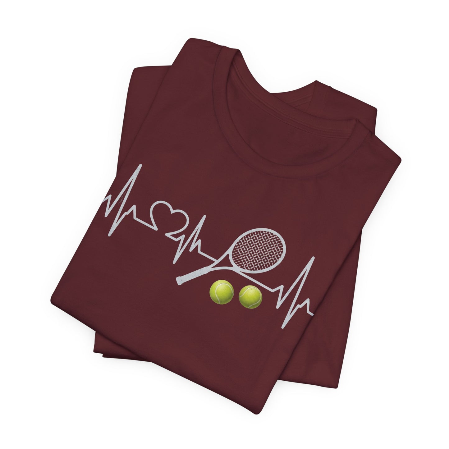 Tennis Heartbeat Tee – Racket & Tennis Ball Graphic Shirt