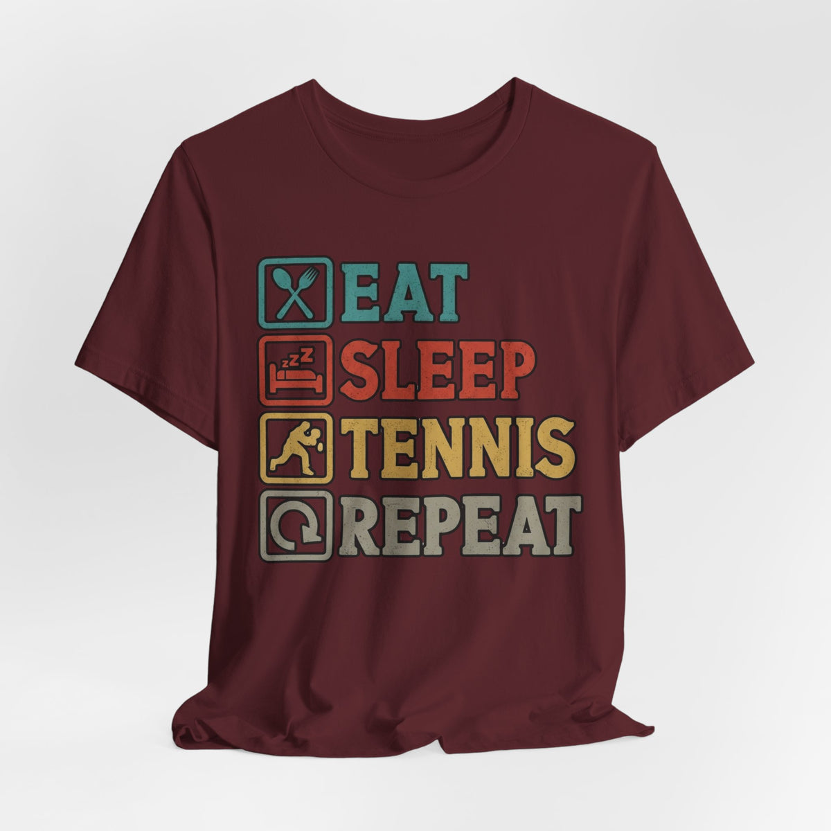 Tennis Tee — "Eat Sleep Tennis Repeat" Vintage Graphic Shirt