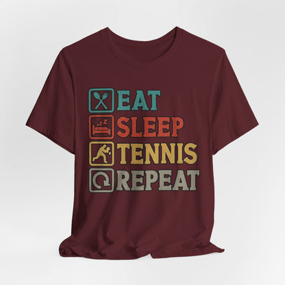 Tennis Tee — "Eat Sleep Tennis Repeat" Vintage Graphic Shirt