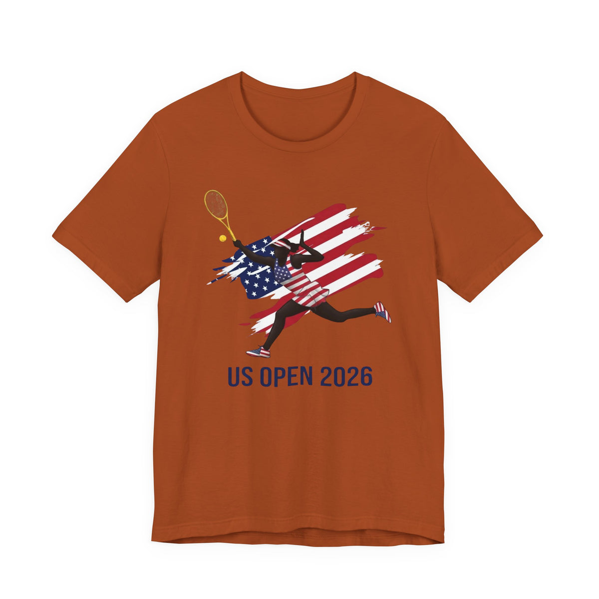 US Open 2026 Tennis T‑Shirt — American Flag Tennis Player Graphic Tee