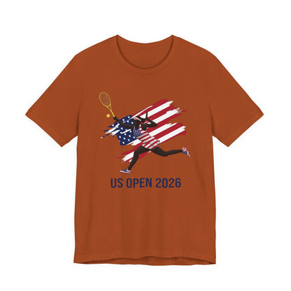 US Open 2026 Tennis T‑Shirt — American Flag Tennis Player Graphic Tee