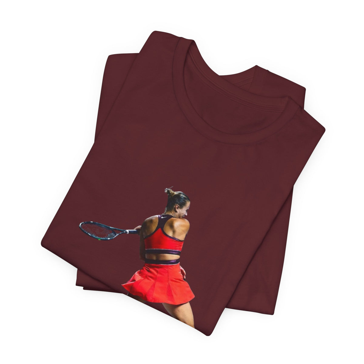 Tennis Player Sabalenka Graphic Tee — Women’s Red Dress Tennis Apparel