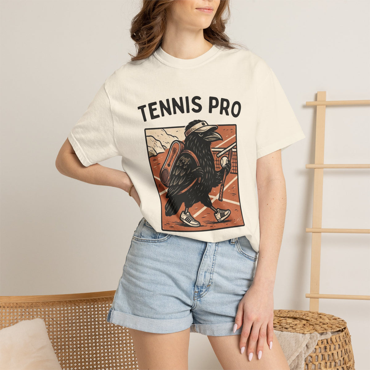 Tennis Pro T‑Shirt — Vintage Raven Tennis Graphic