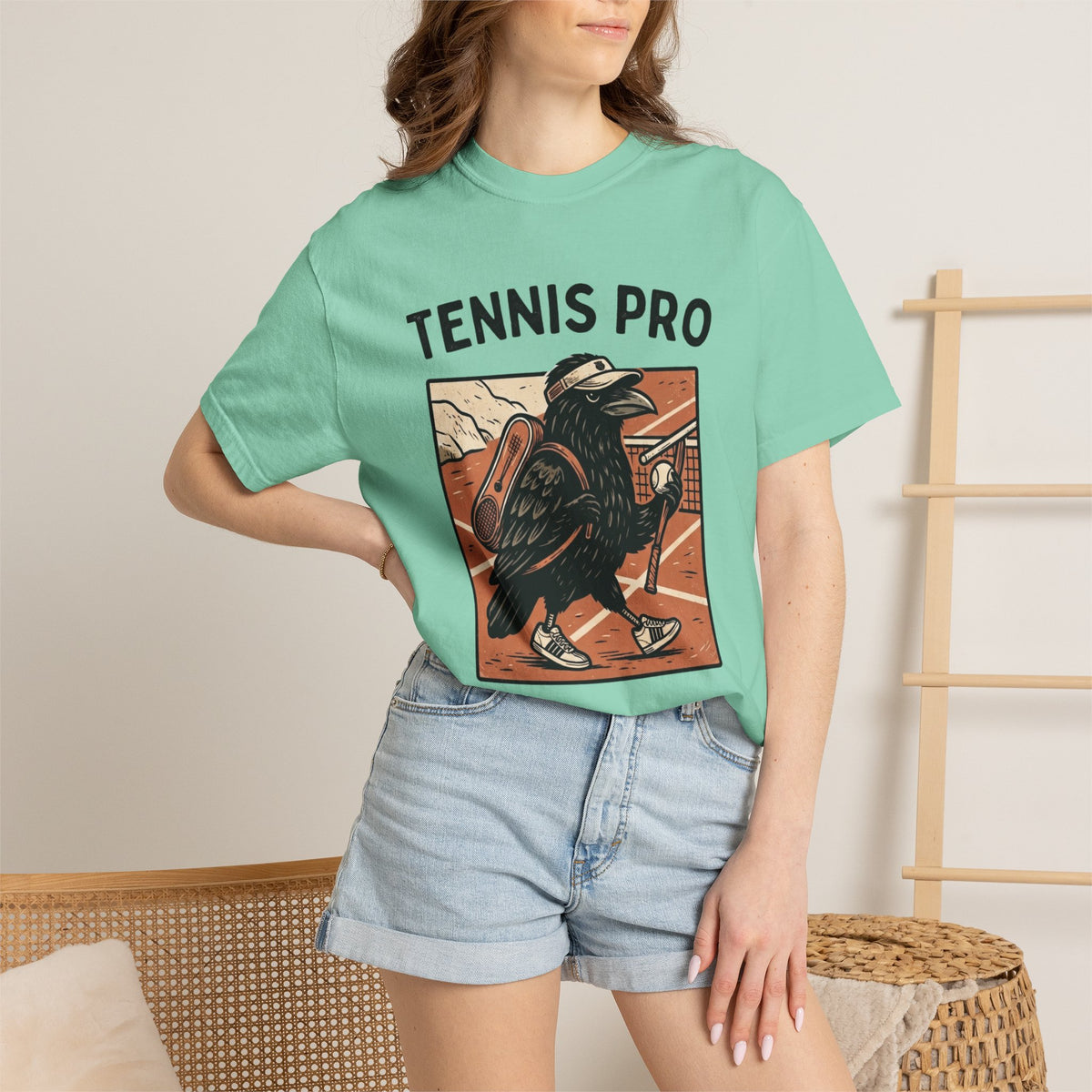 Tennis Pro T‑Shirt — Vintage Raven Tennis Graphic
