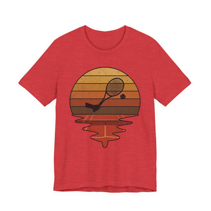 Retro Tennis Sunset Tee — Vintage Racket & Ball Graphic T‑Shirt