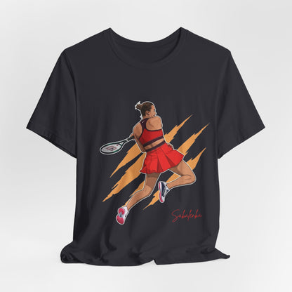 Tennis Player Aryna Sabalenka Graphic Tee — Dynamic Female Athlete Design