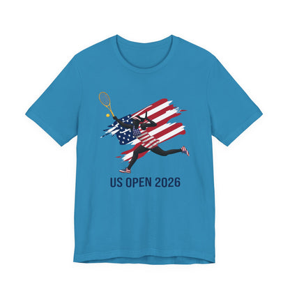 US Open 2026 Tennis T‑Shirt — American Flag Tennis Player Graphic Tee