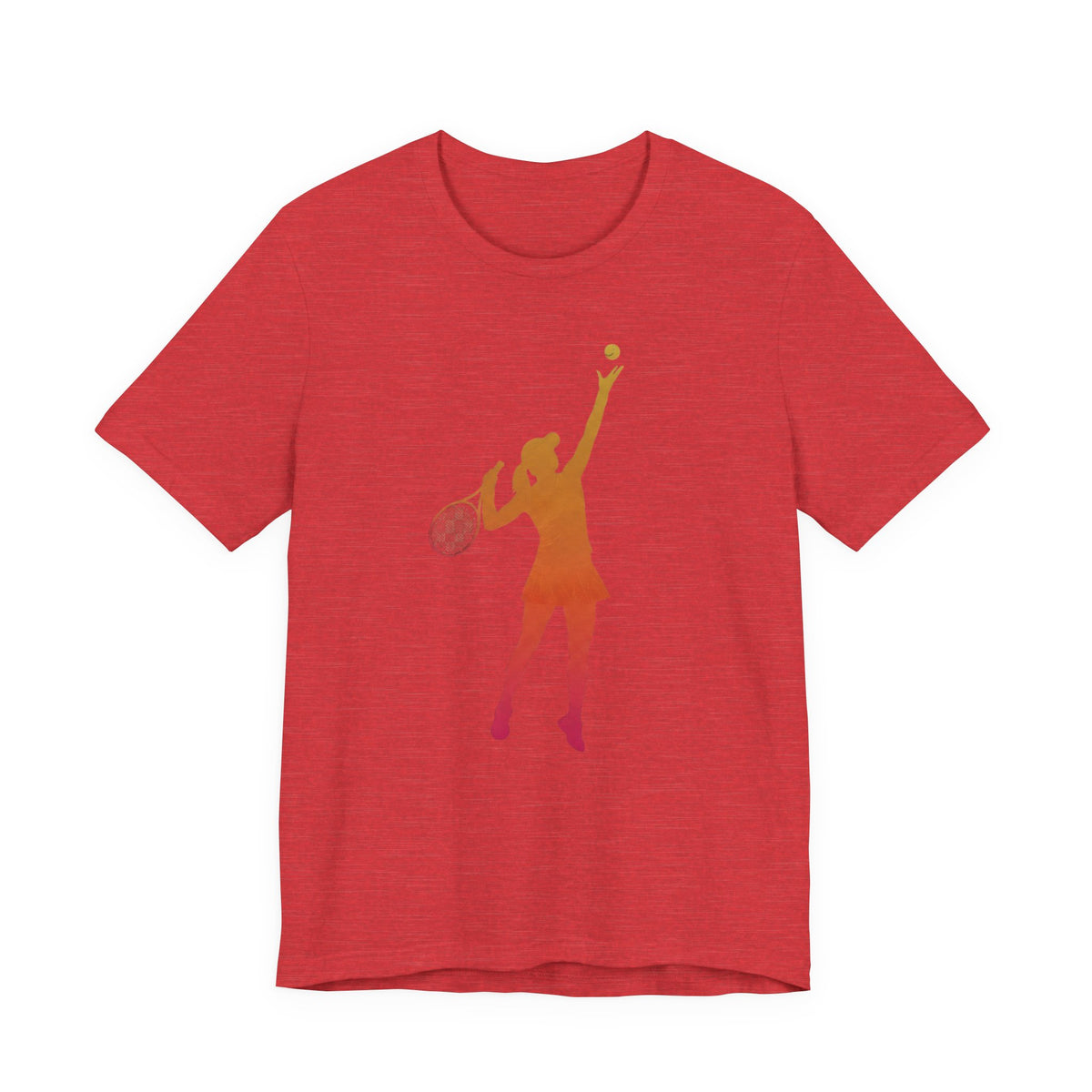 Tennis Serve Silhouette Tee — Gradient Female Tennis Player Graphic T‑Shirt