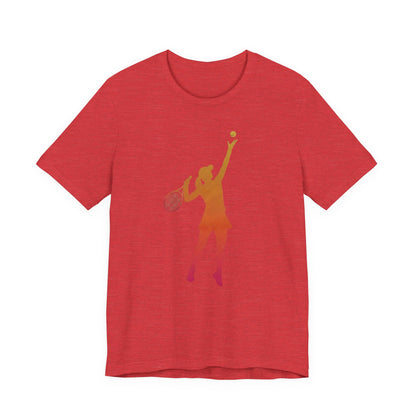 Tennis Serve Silhouette Tee — Gradient Female Tennis Player Graphic T‑Shirt