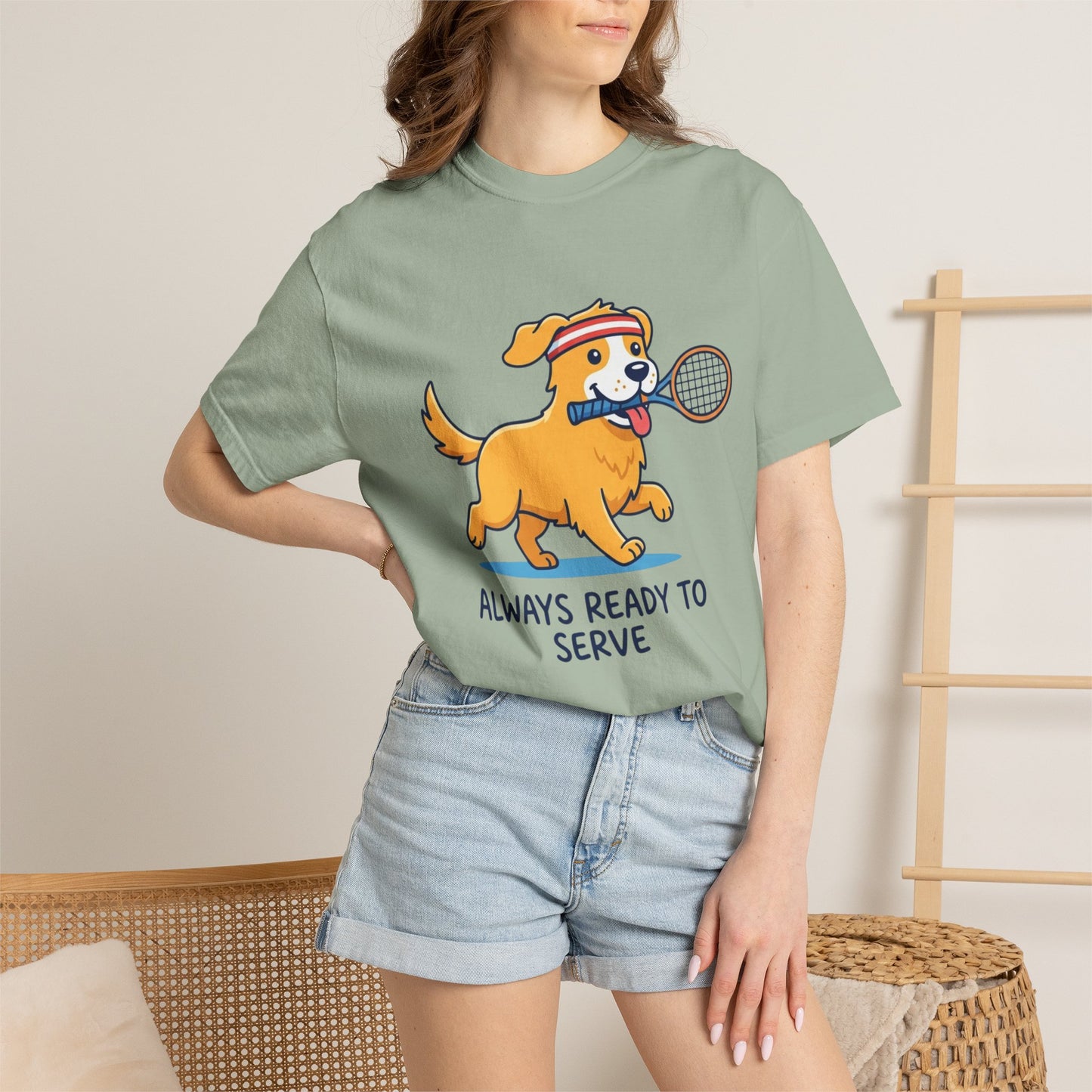 T-Shirt — "Always Ready to Serve" Golden Retriever Tennis Dog Graphic