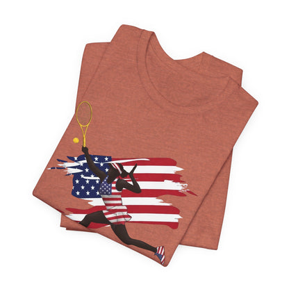 US Open 2026 Tennis T‑Shirt — American Flag Tennis Player Graphic Tee