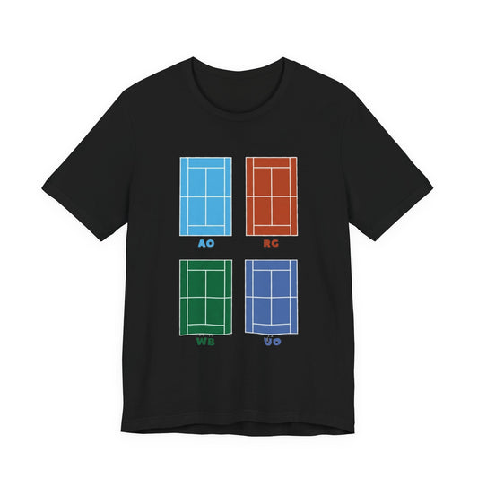 All Tennis Grandslam Court Grid Tee — AO RC WB US Vintage Court Colors T-Shirt