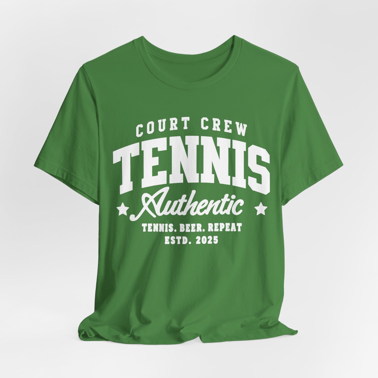 Tennis Court Crew Tee — "Tennis Authentic: Tennis. Beer. Repeat." Graphic Shirt