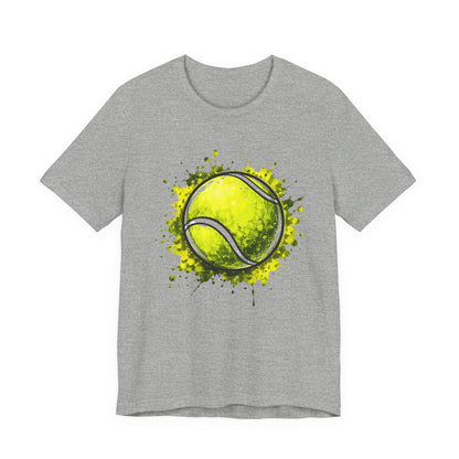 Tennis Tee — Watercolor Ball & Cartoon Player Short Sleeve Shirt