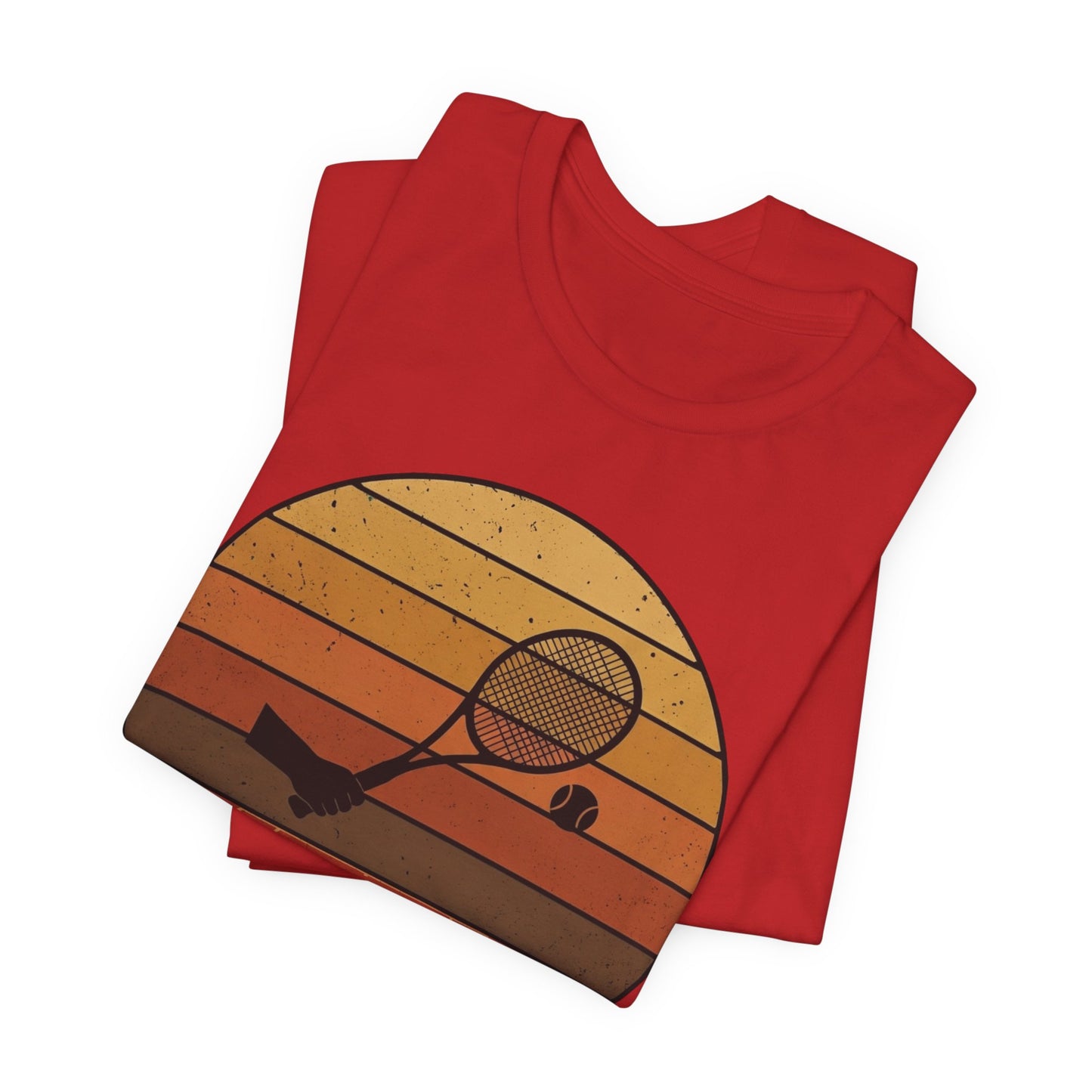 Retro Tennis Sunset Tee — Vintage Racket & Ball Graphic T‑Shirt
