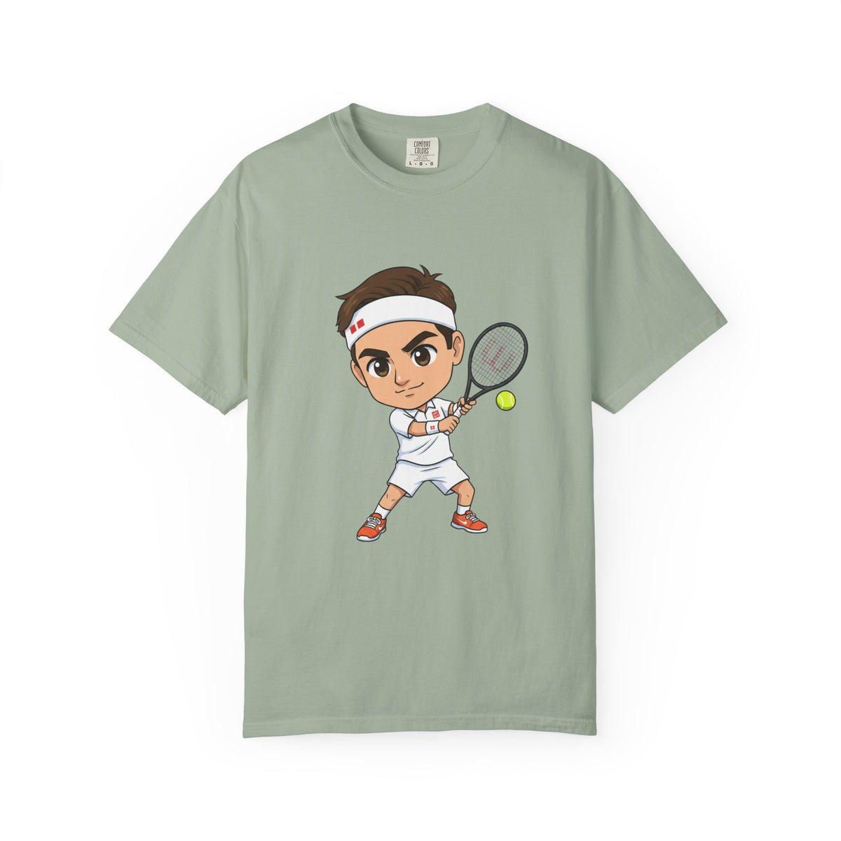 Federer Cartoon Tennis T-Shirt — Retro Athlete Graphic Tee
