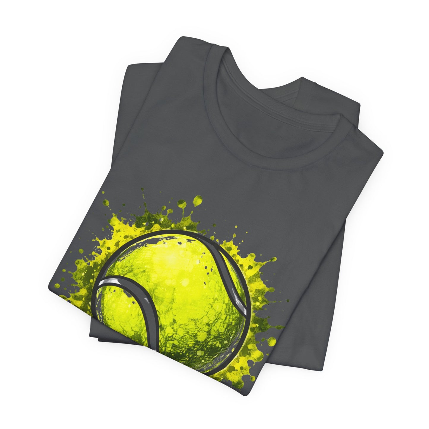 Tennis Tee — Watercolor Ball & Cartoon Player Short Sleeve Shirt