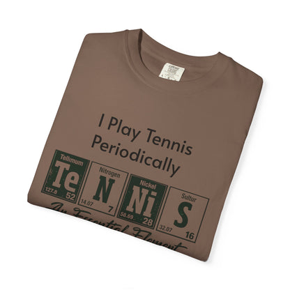 Tennis Periodically T‑Shirt — “An Essential Element” Chemistry Tennis Tee