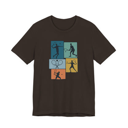 Tennis Silhouette Graphic Tee — Color Block Racket Players
