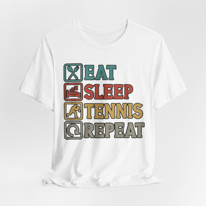 Tennis Tee — "Eat Sleep Tennis Repeat" Vintage Graphic Shirt