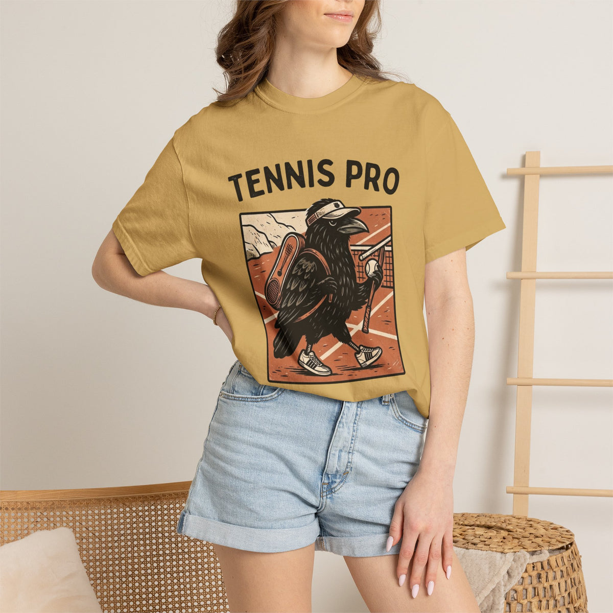 Tennis Pro T‑Shirt — Vintage Raven Tennis Graphic