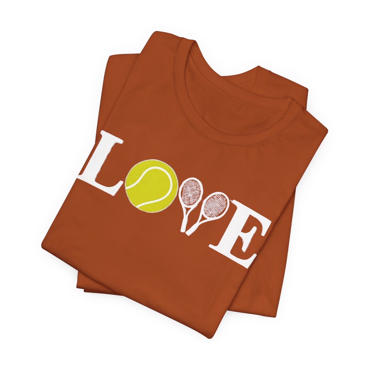 Tennis Love T-Shirt — 'LOVE' with Tennis Ball & Rackets