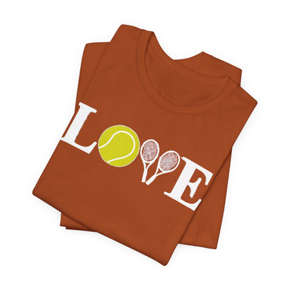 Tennis Love T-Shirt — 'LOVE' with Tennis Ball & Rackets