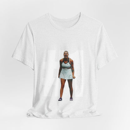 Tennis Player Graphic Tee — Fierce Court Celebration Shirt