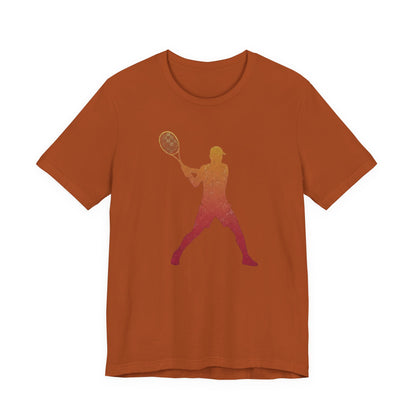 Tennis Player Silhouette Tee — Gradient Racket Sports T‑Shirt