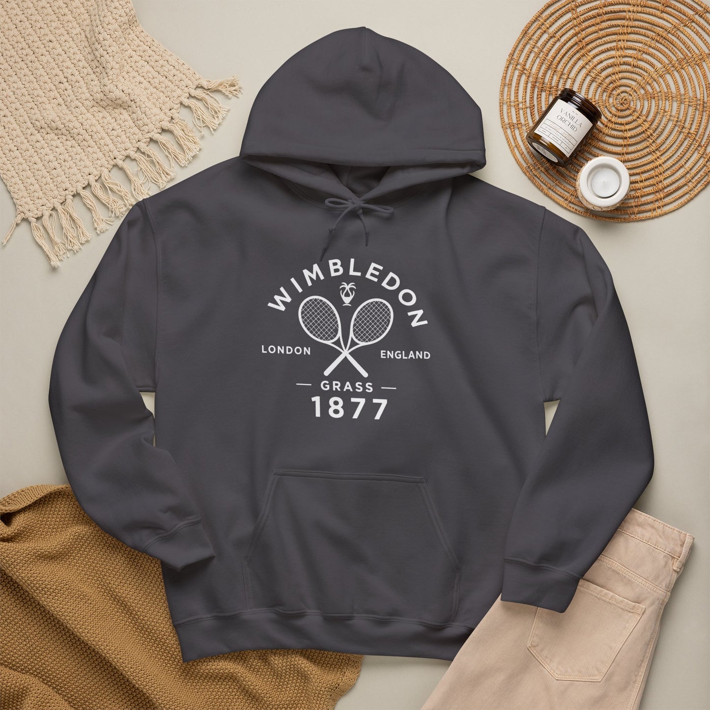 Wimbledon 1877 Tennis Hoodie — Classic Racquets Logo Pullover