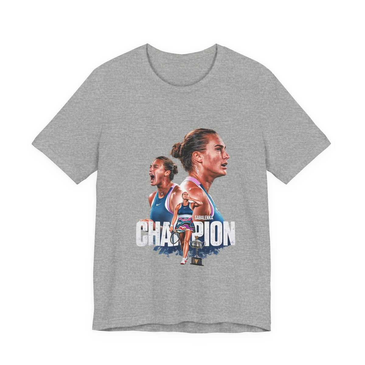 Champion Athlete Sabalenka Graphic Tee — "CHAMPION" Player Portrait T-Shirt